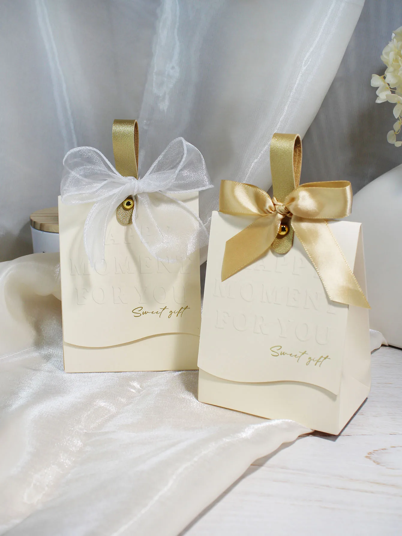 20/50/100pcs Ribbon Gift Box Suitable For Various Parties, Festivals, Weddings, Candy Boxes, Cookies, Etc