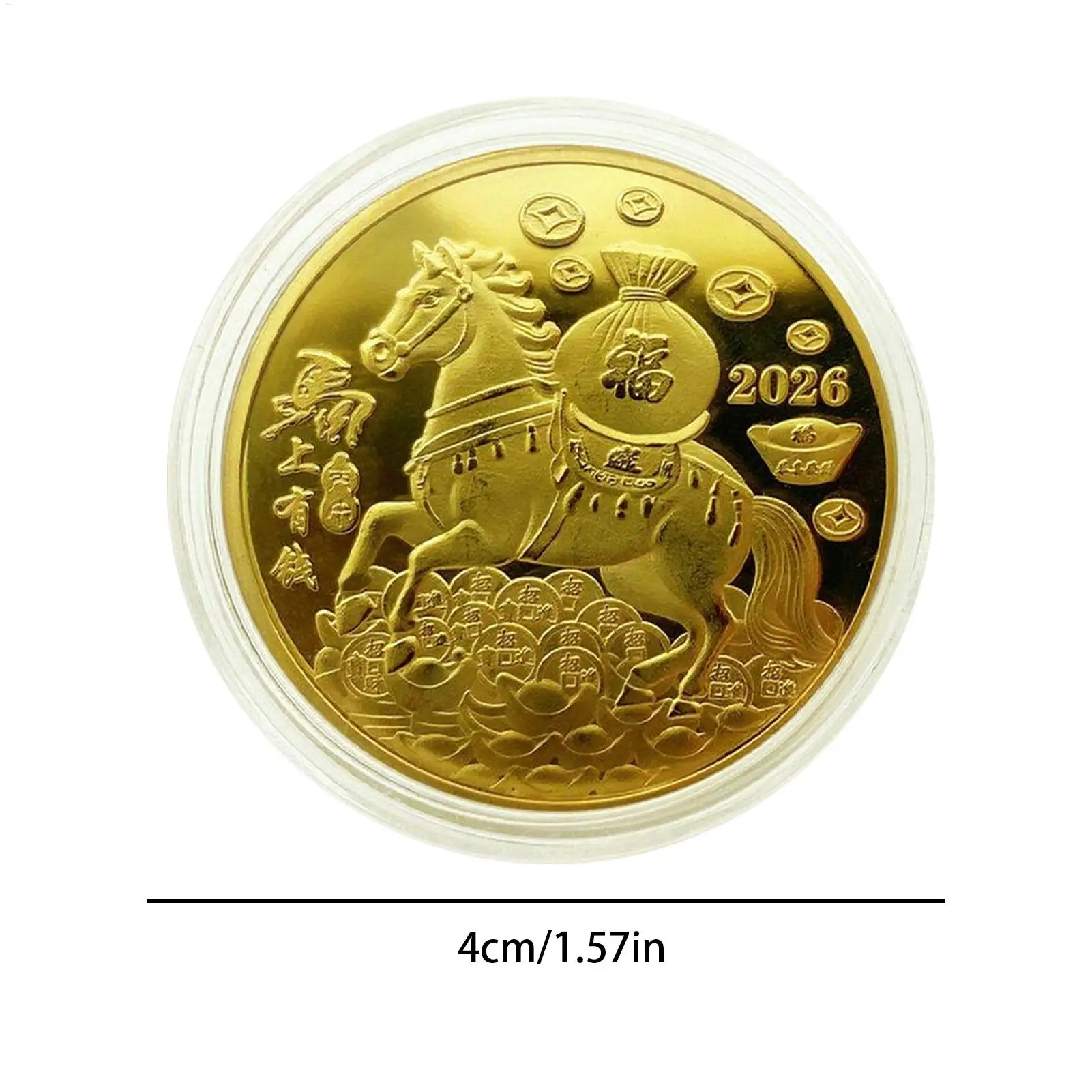 1PC Metal Lucky Collection Coin 2026 Year Of The Horse Souvenir Lunar New Year China Zodiac Horse Coins Commemorative Coin