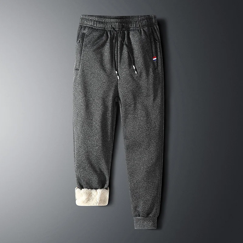 Winter Lamb Wool Thermal Pants Men's Thick Sports Pants Outdoor Cold Protection Large Size Warm Casual Rope Jogging