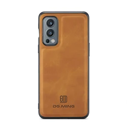 DG MING Strong Magnetic Retro Leather Phone Case Cover for OnePlus 15 (Brown)