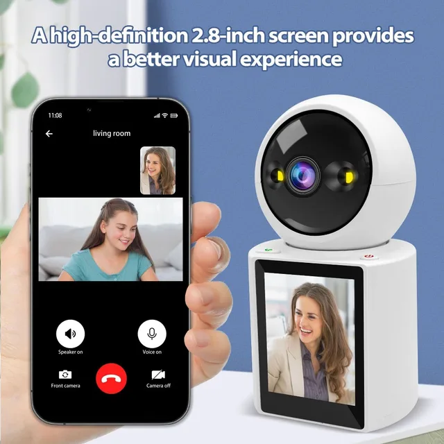 Dual Screen Camera: One Click Call, 4K 6MP WiFi Camera with AI Human Detection, Color Night Vision CCTV Video Surveillance 3