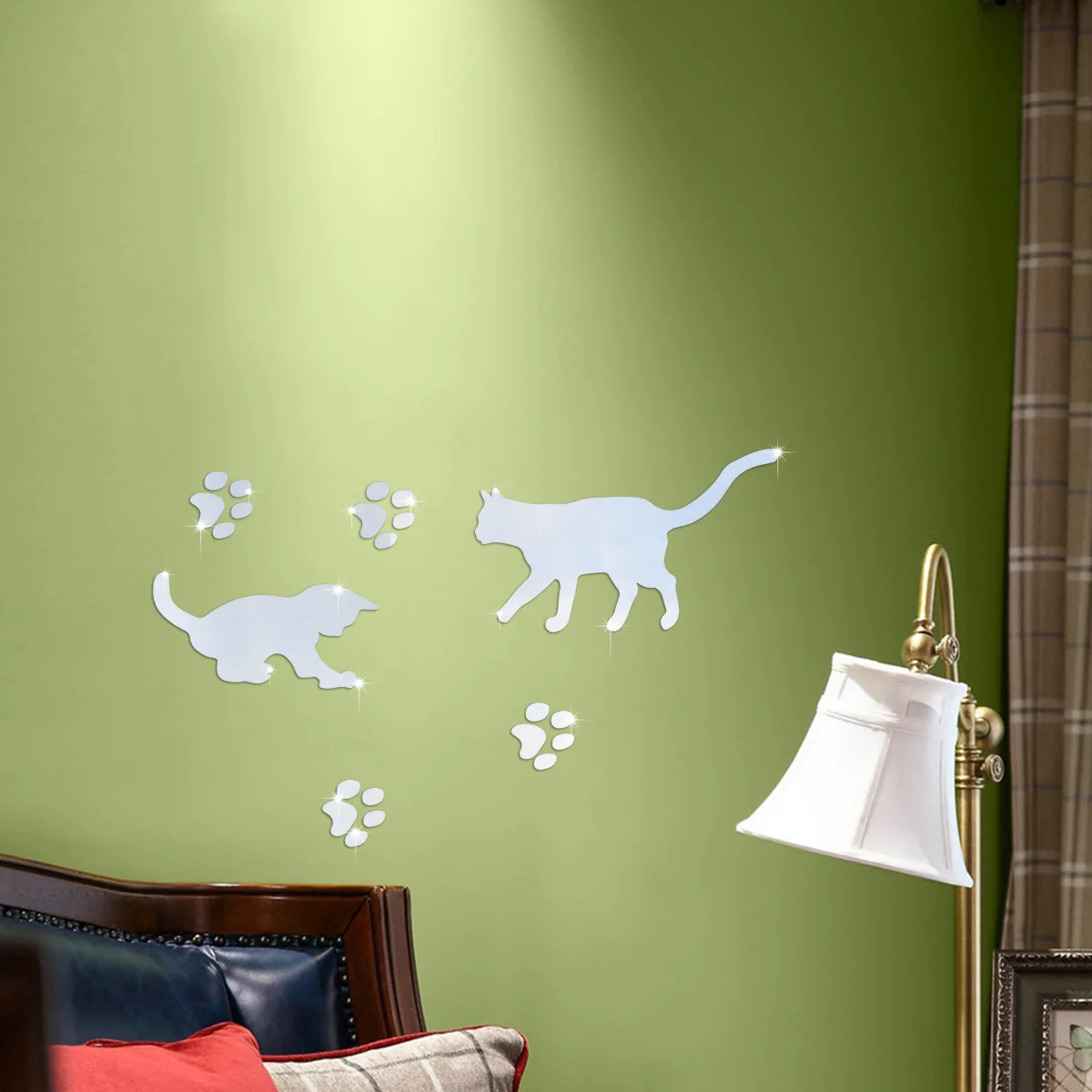 3D Acrylic Mirror Wall Sticker Cartoon Love Cat Dog Living Room Wall Decoration Bedroom Headboard Modern Home Decoration