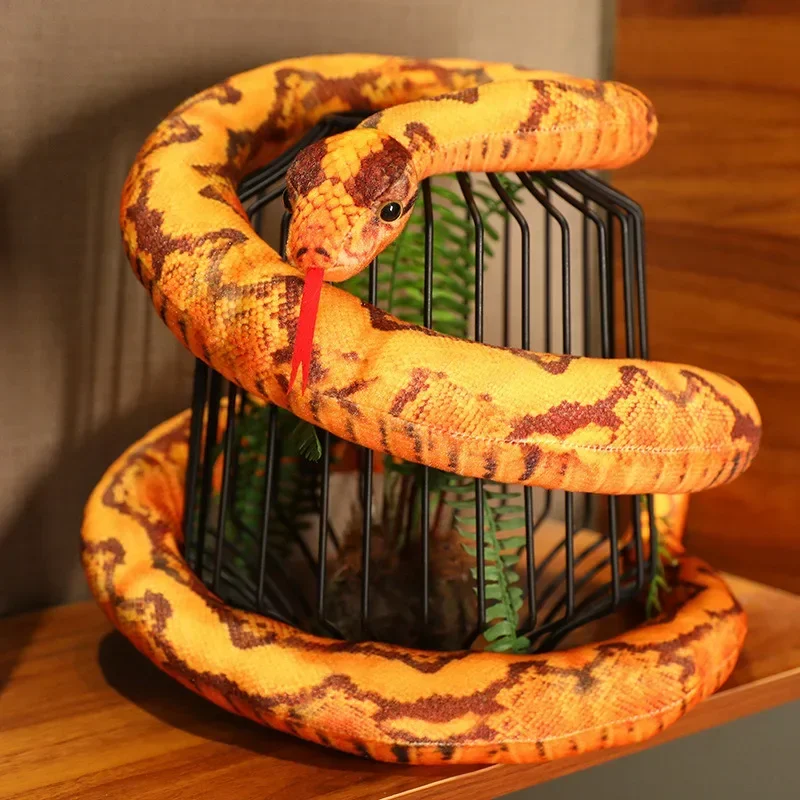 thumbnail image 2 of Juguete de peluche de pitón gigante de simulación, serpiente larga, juguete de peluche de pitón amarillo, naranja y verde, decoración para casa, accesorios de truco para vacaciones, 2 of 4