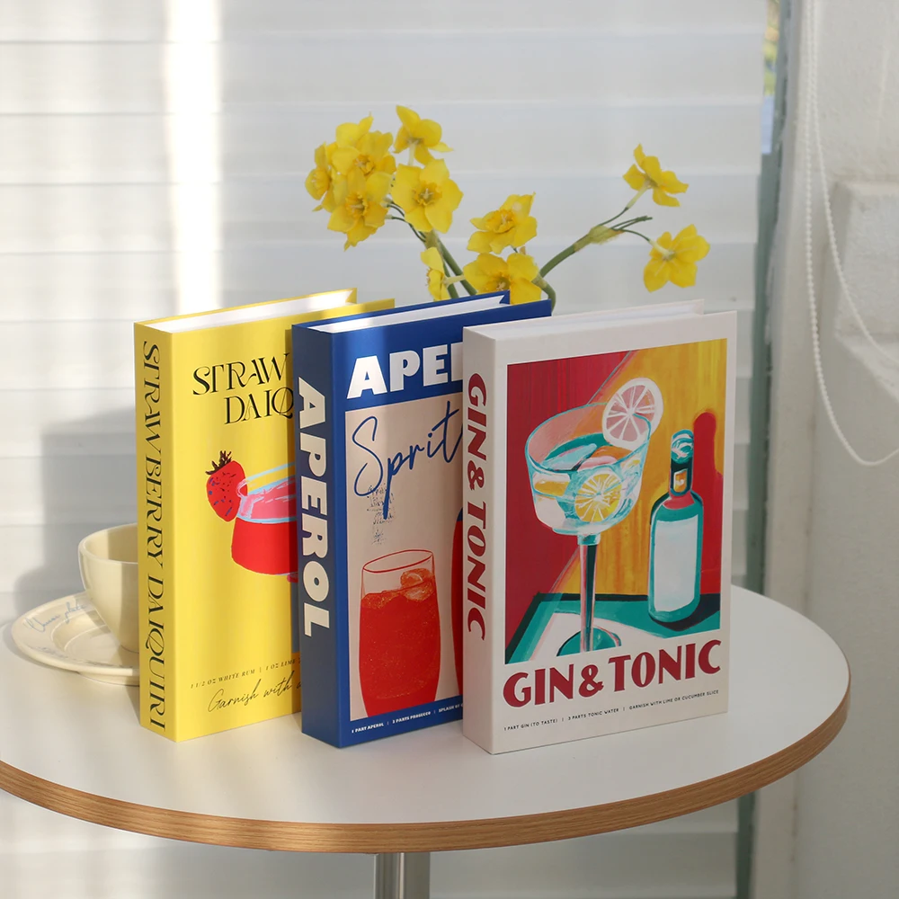 AperolCocktailLuxuryFakeBooksDecorationCoffeeTableDecorative
