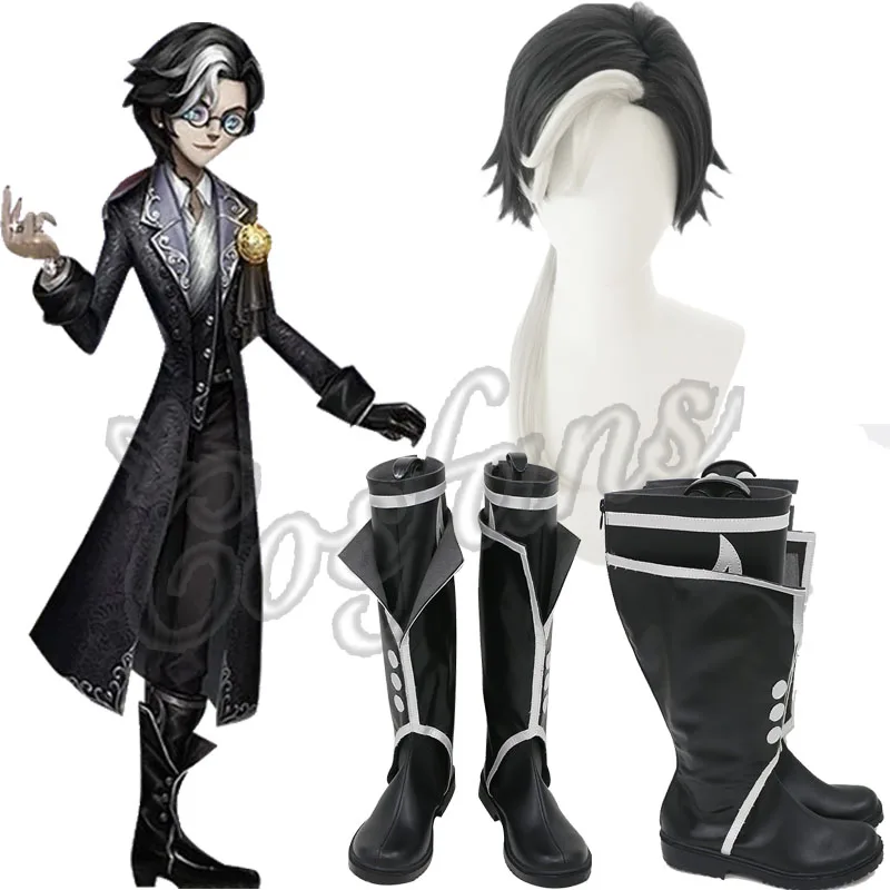 

Game Identity V Photographer Joseph Desaulniers D.M Cosplay Wigs Boots Black White Gradient Short Synthetic Heat Resistant Hairs