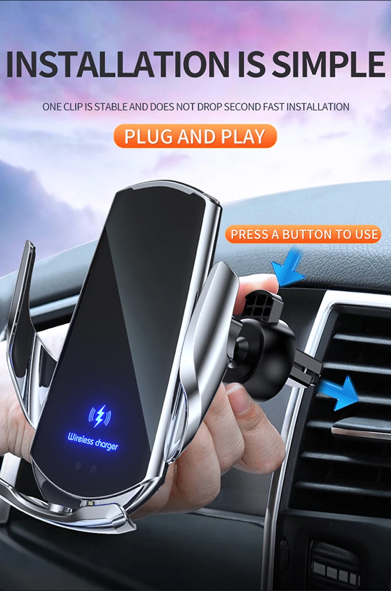 

Magnetic Infrared Sensor Phone Holder Mount Car Wireless Charger for iPhone 12 11 XS XR X 8 Samsung S20 Automatic Fast Charging