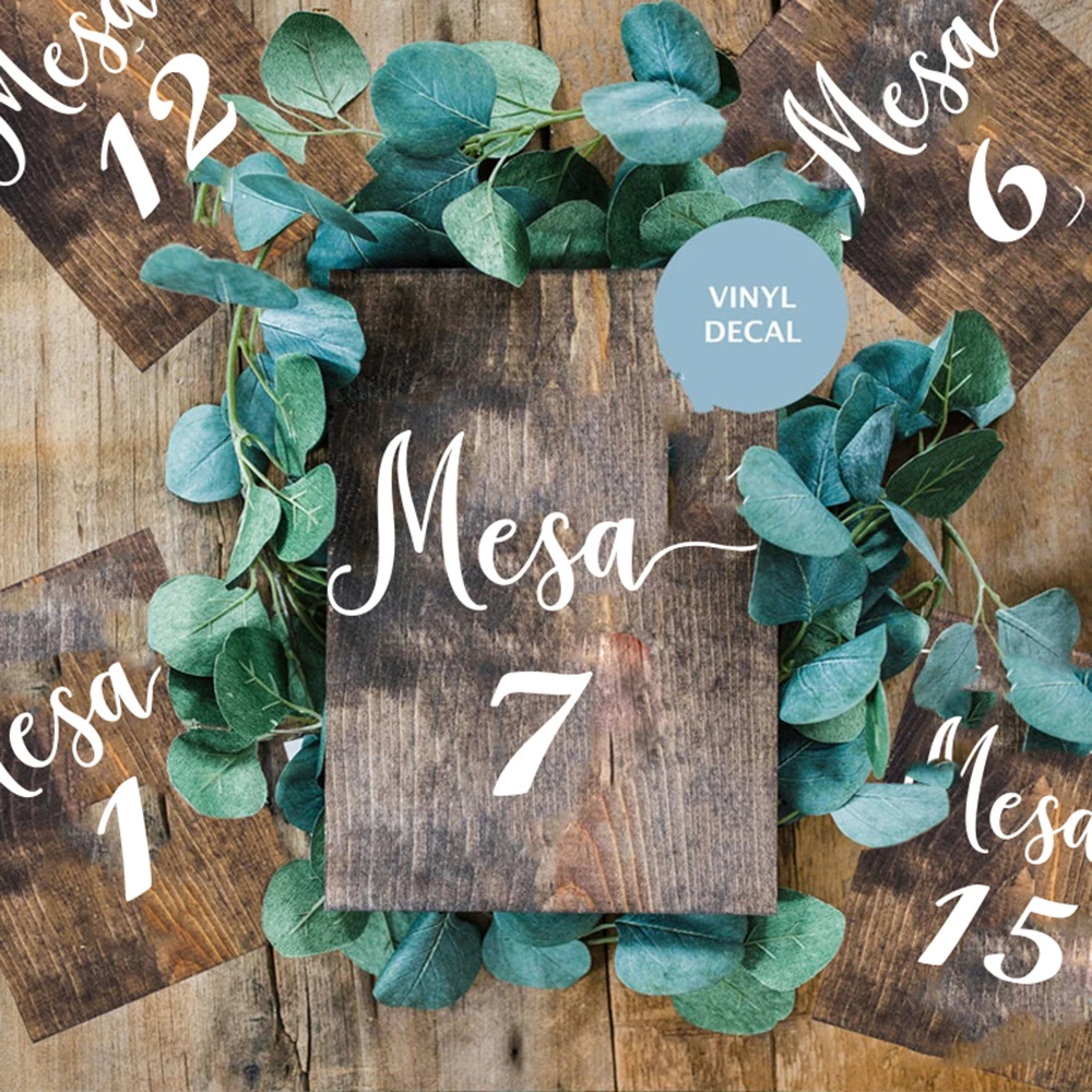 Description Picture 4 of itemSpanish Mesa Table Number Sticker Wedding Reception Vinyl Decal Numbers for Table Plans, Photo Frame Bottles Card Candles Vases
