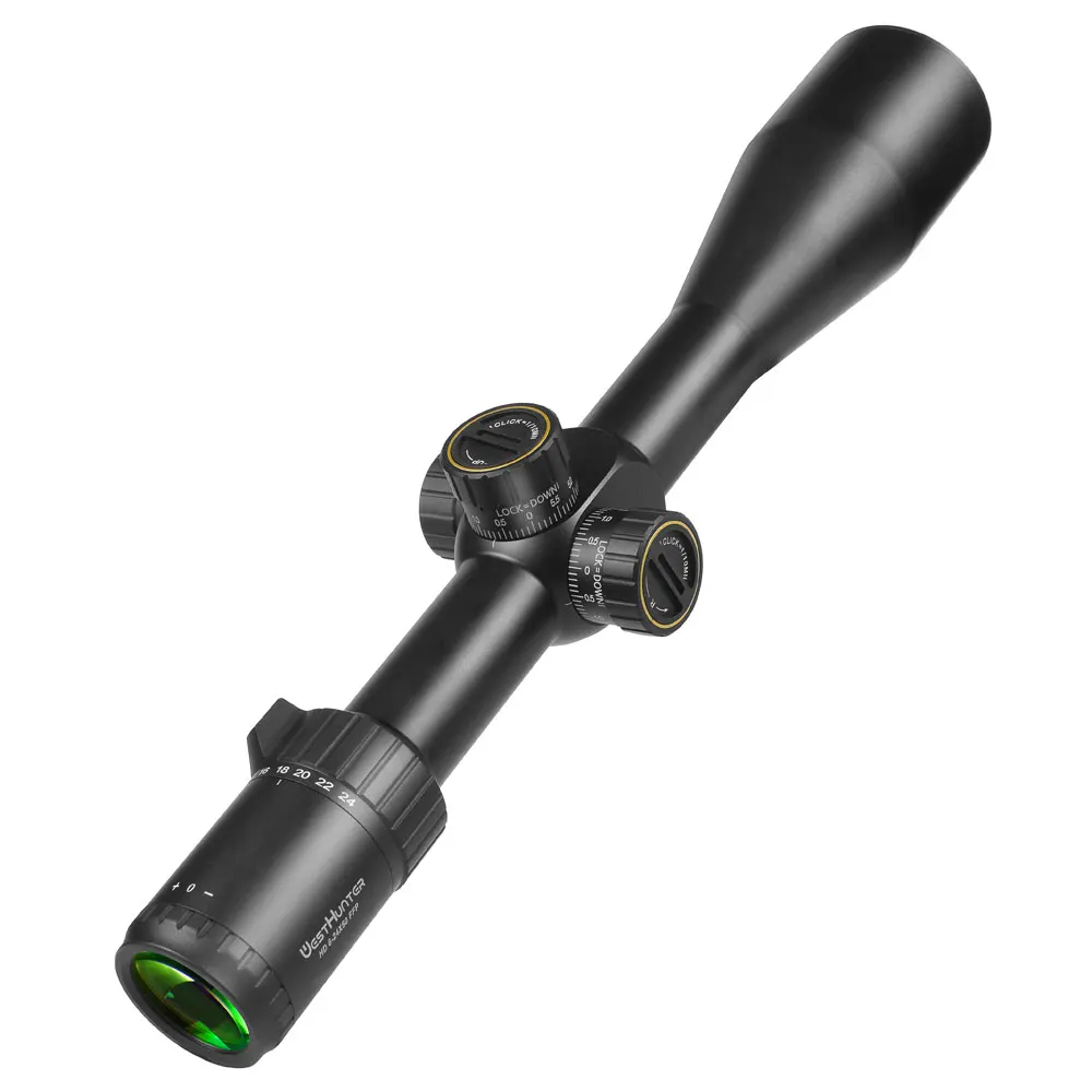 HD 6-24X50 FFP Scope Long Range First Focal Plane Riflescope Side Parallex Wheel Turrets Lock Reset Optical Sights