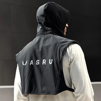 New Mens Gym Sports Hooded Vest Waterproof Outdoors Night Running Reflect Zipper Jacket Sleeveless Coat Male Fitness Clothing