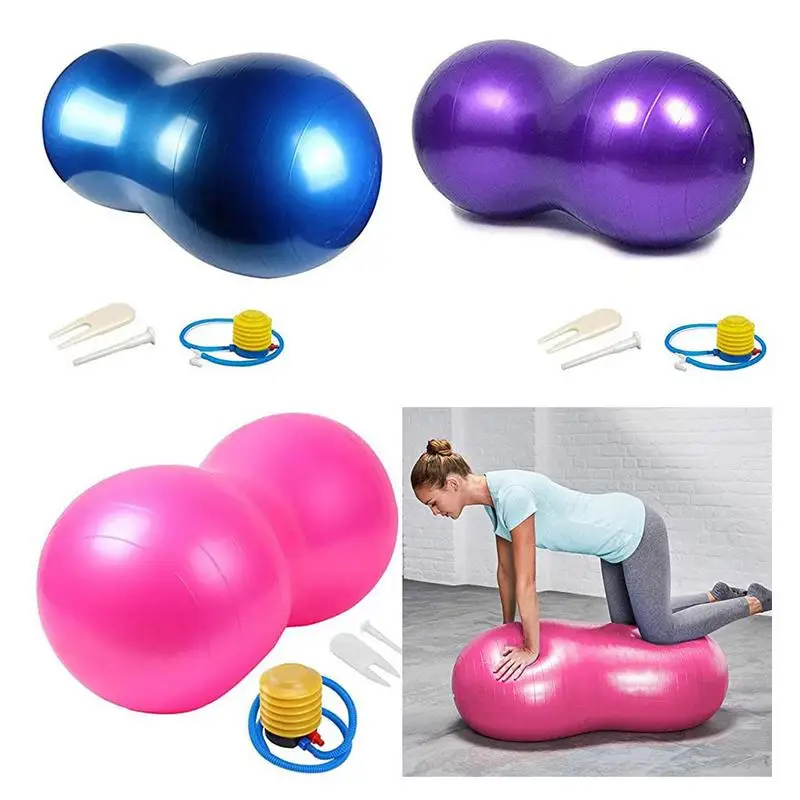 Yoga Ball Fitness Balls Peanut Balance Ball Inflatable Thick Sports Yoga Peanut Pilates Birthing Fitball With Manual Pump