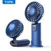 TOPK 5000mAh Mini Portable Fan USB Rechargeable Hand Held Fan,Small Pocket Fan 3 Speeds with Lanyard &Base,USB Desk Fan Foldable 1