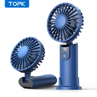 TOPK 5000mAh Mini Portable Fan USB Rechargeable Hand Held Fan,Small Pocket Fan 3 Speeds with Lanyard &Base,USB Desk Fan Foldable 1
