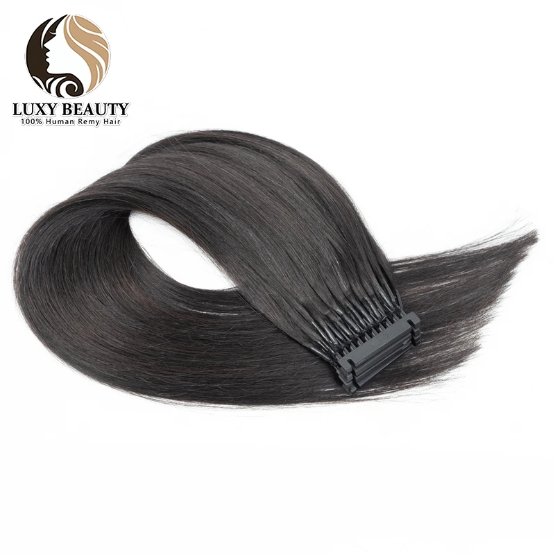 6D-1 Hair 100% Human Hair Virgin Extensions Fast Install Straight Extensions 6D 0.5g/strand 16 20 24 Inch #60 1B Brown