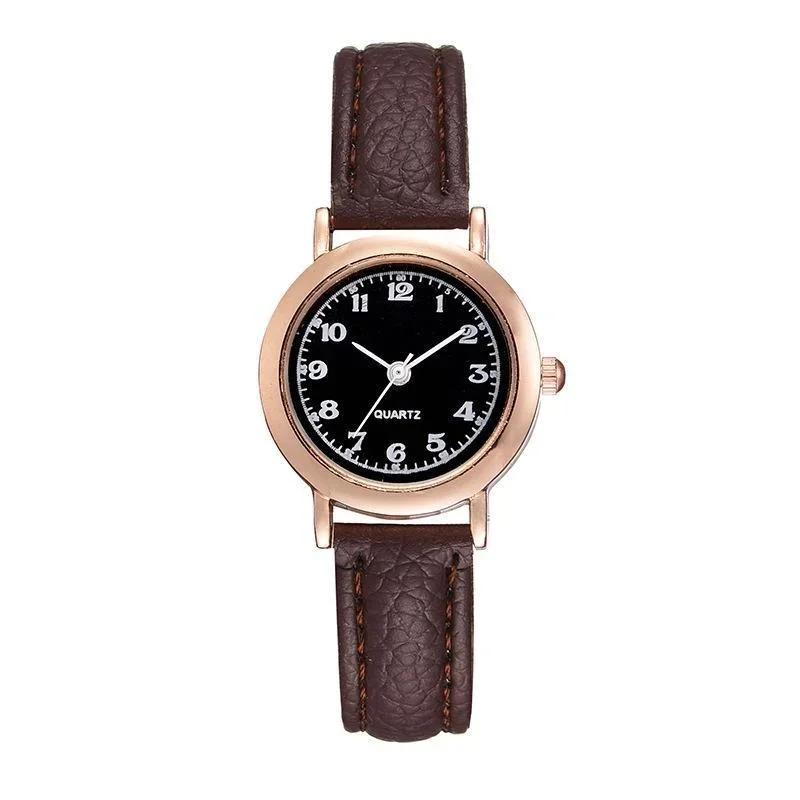Classic Women's Casual Leather Strap Quartz Watch - Elegant Round Analog Designer Timepiece