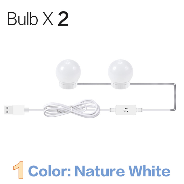 3 Modes Colors Makeup Mirror Light Led Touch Dimming Vanity Dressing Table Lamp Bulb USB Hollywood Make Up Mirror Wall Lamp