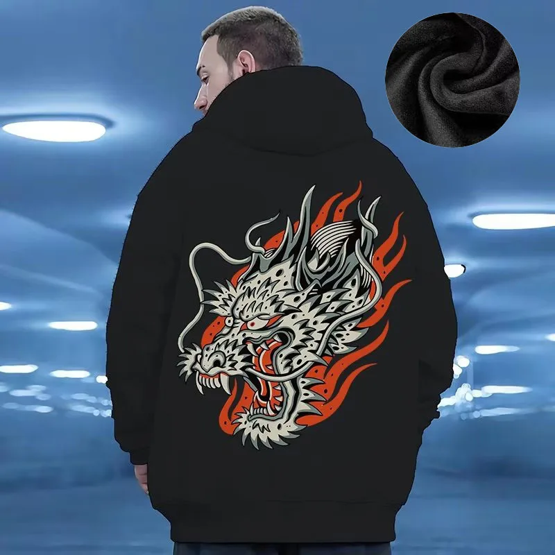 Hooded Sweater Men's Trendy Brand Large Size M-8XL Men's Autumn And Winter Style Plush And Thick Fat Hip-hop Pullover Jacket