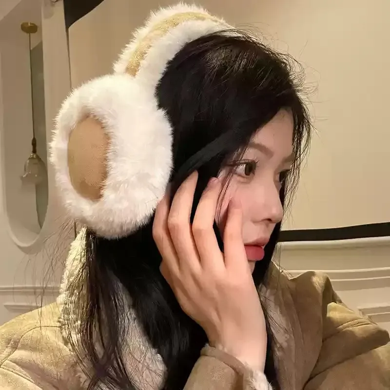 Warm Earmuffs Fur Earmuffs Fashion Plush Thicken Earmuffs Women Maillard Brown Suede Ear Cover Winter Warm Soft Earlap Accessories Outdoor Cold Protection