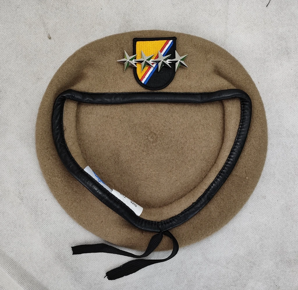 US ARMY SPECIAL OPERATIONS COMMAND KHAKI WOOL BERET OFFICER 4 STAR