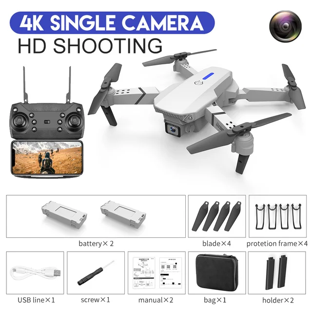 LSRC Quadcopter E88-525 Pro WIFI FPV Drone With Wide Angle HD 4K 1080P Camera Height Hold RC Foldable Quadcopter Dron Gift ToyMulticolor