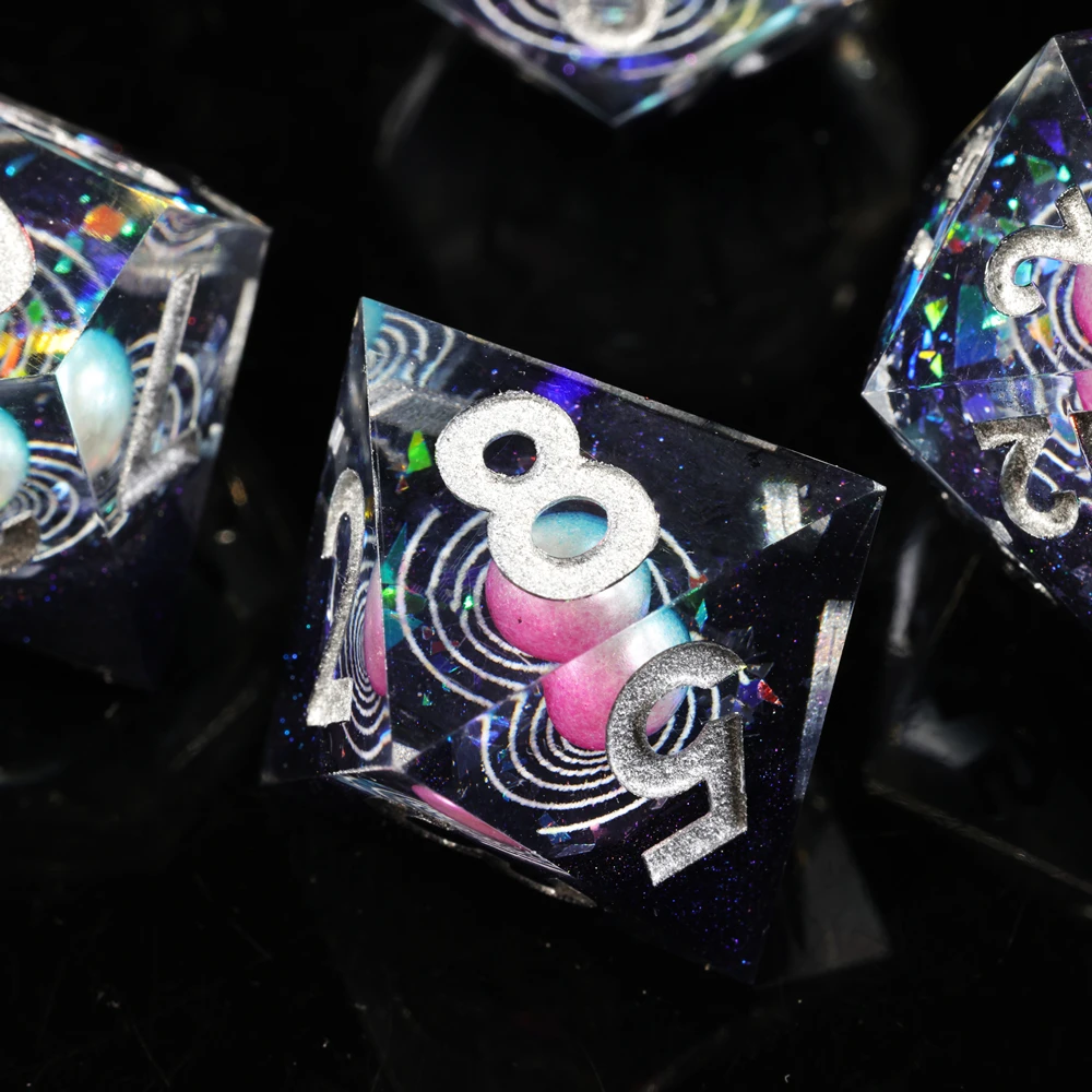 판타지 플래닛 레진 다이스 세트, 던전 앤 드래곤 DND 다이스, 롤플레잉 테이블 게임 TRPG 액세서리용 면체 날카로운 모서리 다이스
