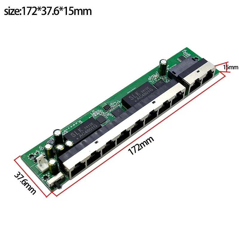 표준 프로토콜 802.3AF AT 48V POE OUT 48V POE 스위치, 100 mbps 8 포트 POE, 2 포트 업 링크 NVR, 워치독 기능