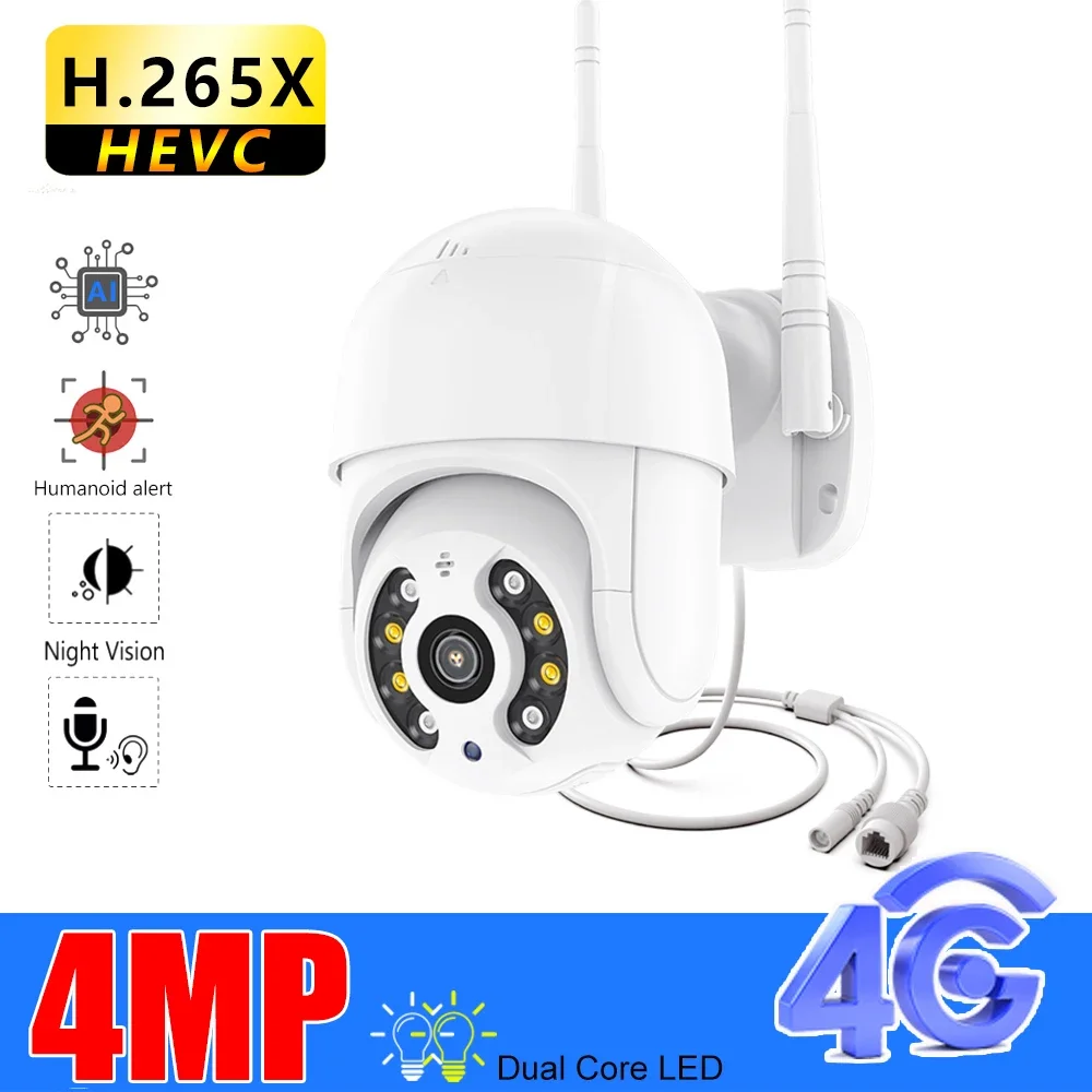 

4G SIM Card IP Camera 5MP HD WIFI PTZ Dome Camera Outdoor Security CCTV Surveillance P2P IR Night Vision 30M 5X Digital Zoom