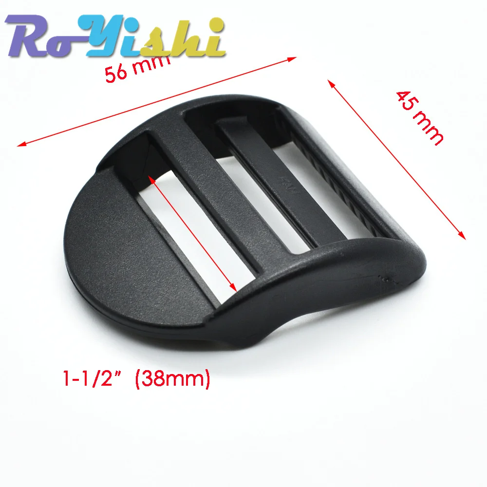 Description Picture 6 of item10 Pcs/Pack  Plastic Ladder Lock Slider Buckles Backpack Straps Black Webbing 20mm 25mm 32mm 38mm 50mm