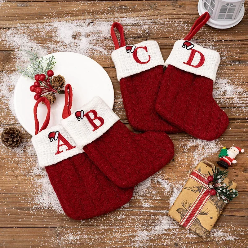Christmas alphabet socks Christmas alphabet knitting socks Christmas tree ornaments decorations for home Navidad Noel Xmas gift