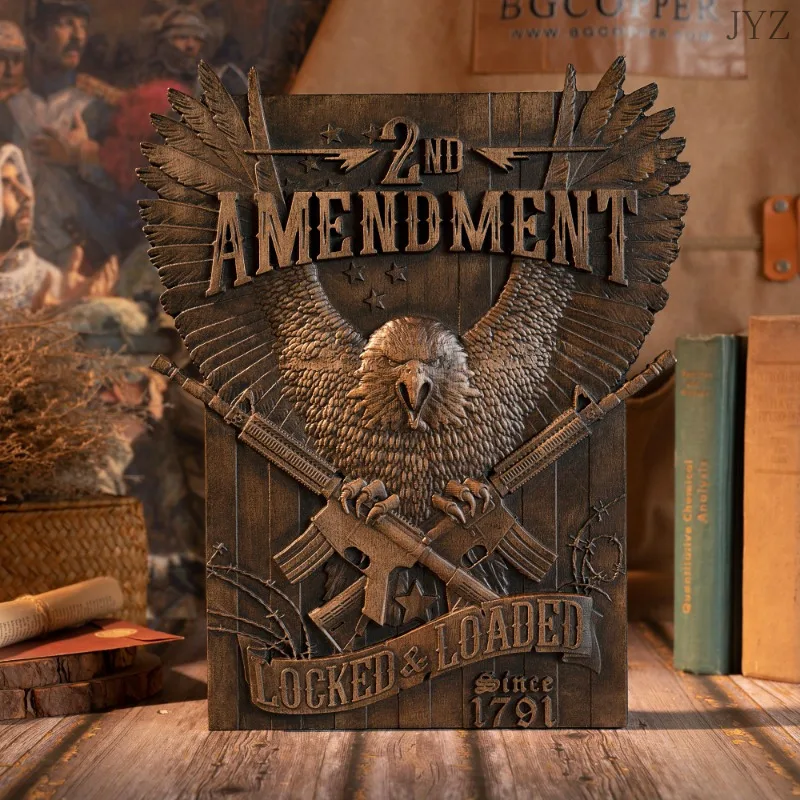 Vintage Solid Wood Carved Decor, Interior Wall Hanging, Patriotic Army Gift, Home Room Decor