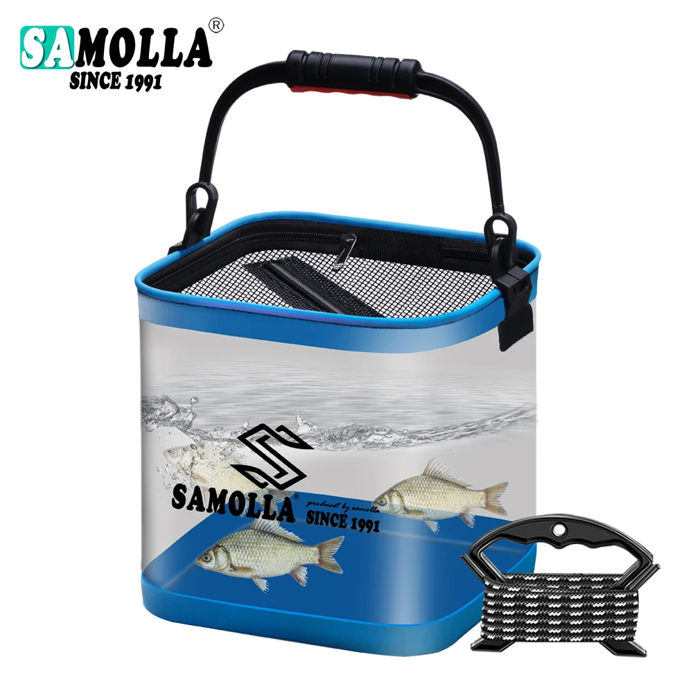 SAMOLLA 8L/14L Transparent Fishing Bucket Portable Folding Peche Storage Box