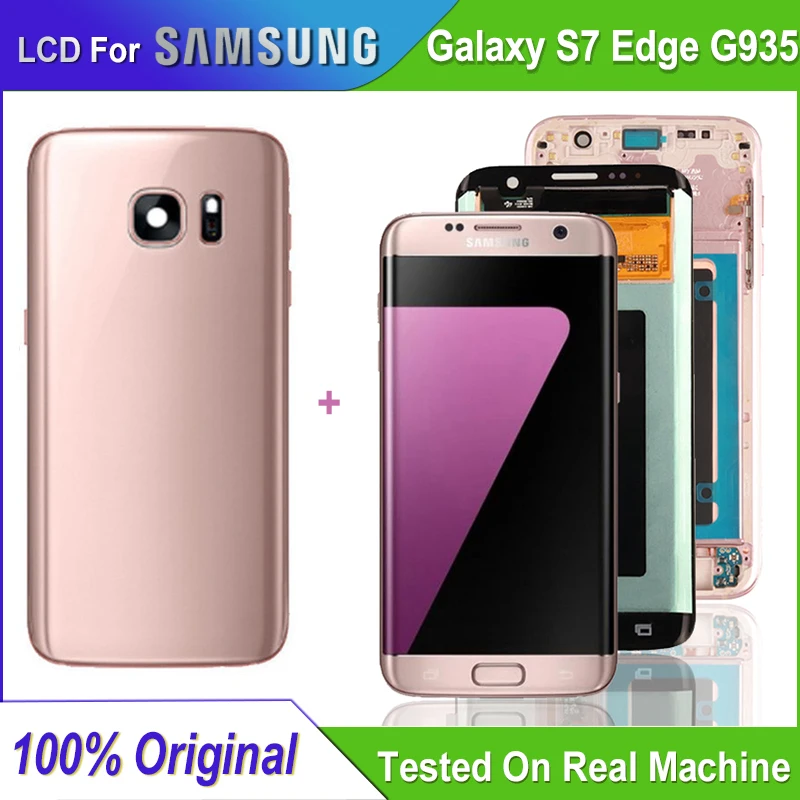 

100% Original LCD For SAMSUNG Galaxy S7 Edge G935 G935F LCD Touch Screen Digitizer Assembly For Galaxy S7 Edge + Back Cover