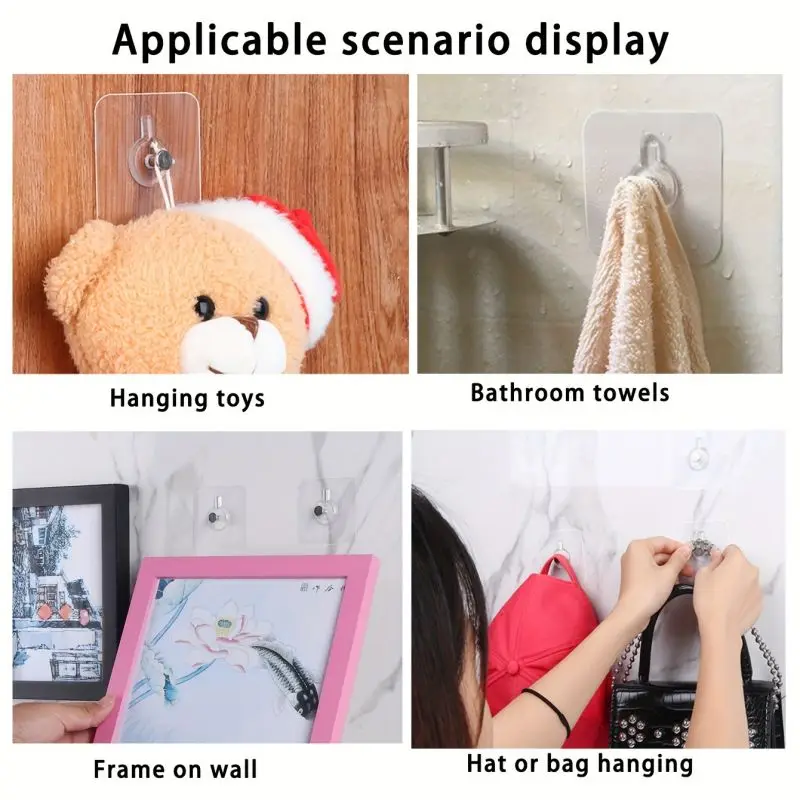 Description Picture 6 of itemHook Hanging Sticker Strong Adhesive Hooks Punch-Free Picture Frame Nail Poster Photo Clock Hooks Kitchen Bathroom Screw Hooks