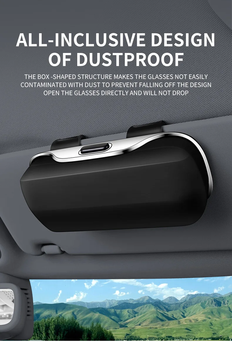 Universeller Auto-Sonnenblenden- und Armaturenbrett-Brillenhalter, Einhand-Schnellclip, Kratz- und Stoßfester Brillenetui für Autoaufbewahrung – Detail 10