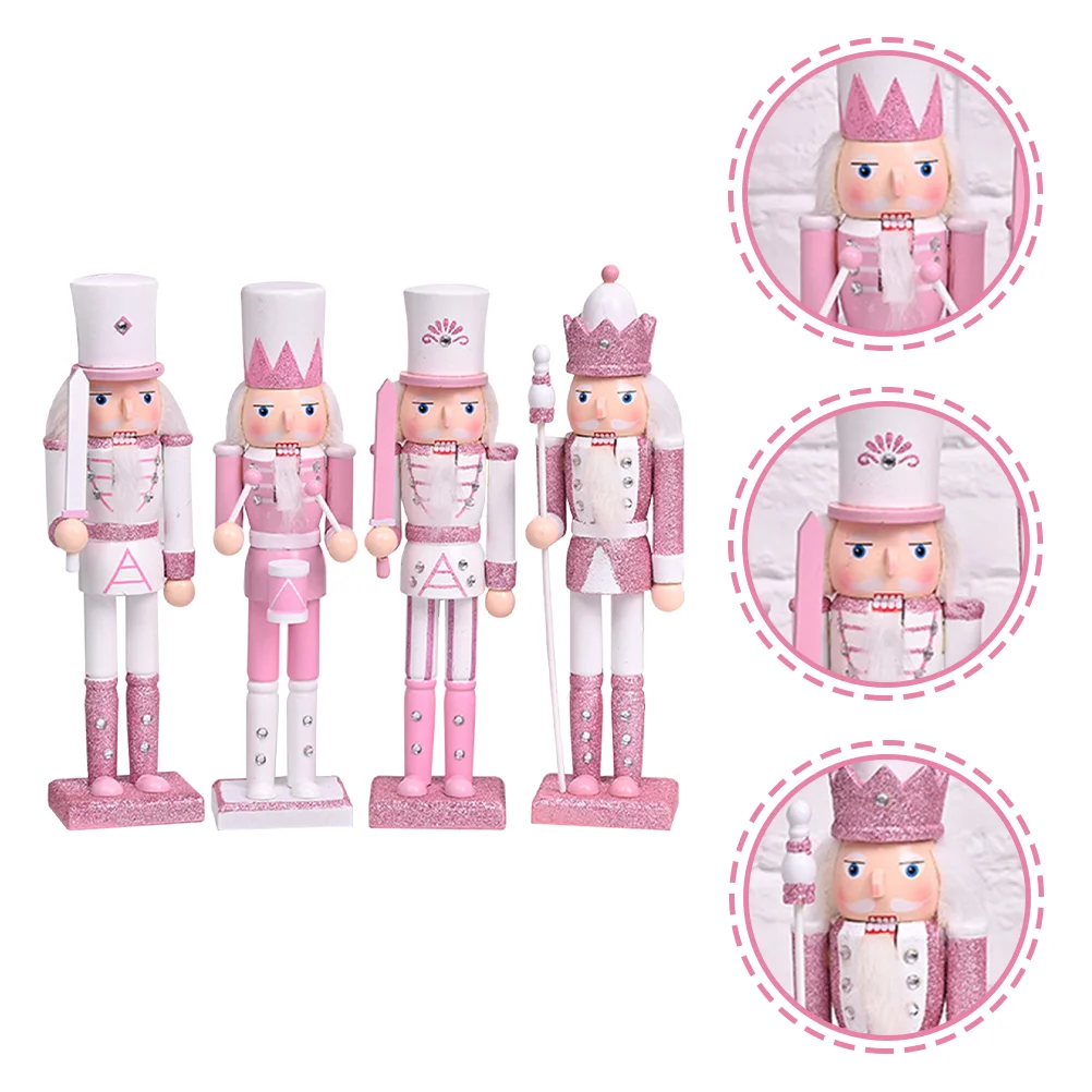 

4 Pcs Christmas Nutcracker Kids Gift Xmas Wood Nutcrackers Decorations Traditional Child