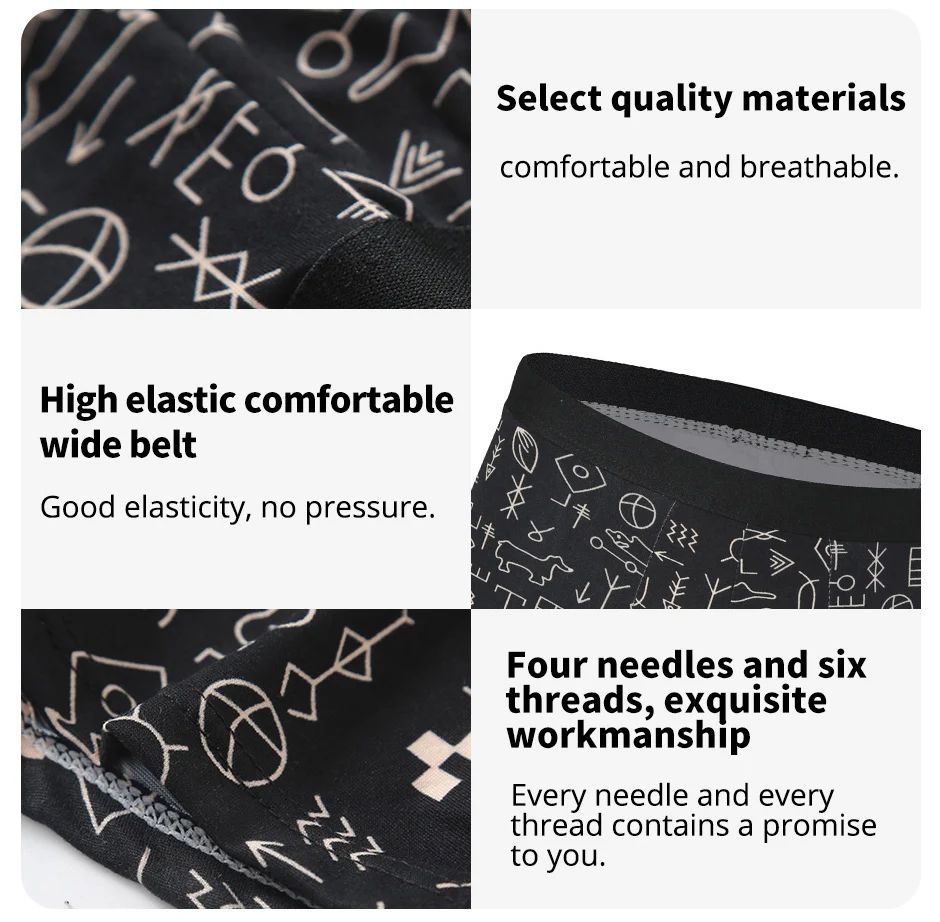 4/10-teiliges Set europäischer und amerikanischer modischer bedruckter Boxershorts für Herren, lockere, übergroße Unterwäsche mit elastischer Taille, kurz – Detail 7