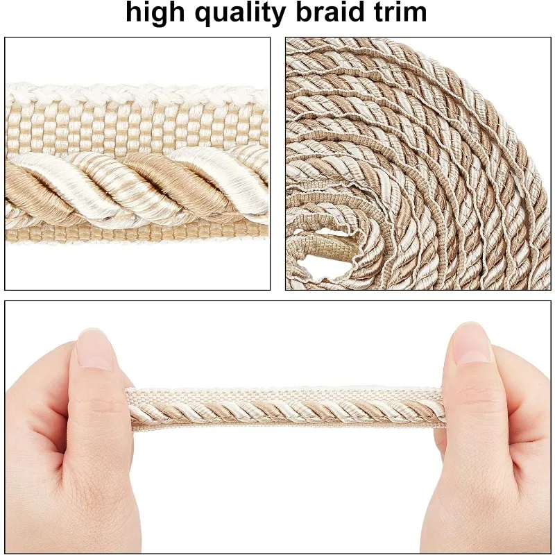 13.7 Yards Twisted Lip Cord Trim Twisted Cord Trim Ribbon 16mm Polyester Rope Embellishment for Home Decor webbing ribbon embroidery ribbon silk satin ribbon