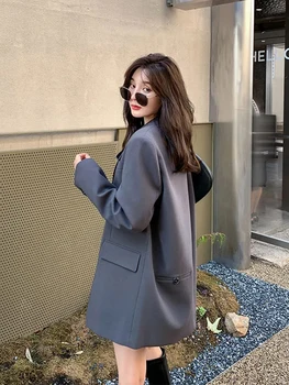 Zoki Back Slit Design Blazer Coats Women Casual Fashion Loose Korean Jackets Streetwear Chic Long Sleeve All Match New Suit Tops - Image 2