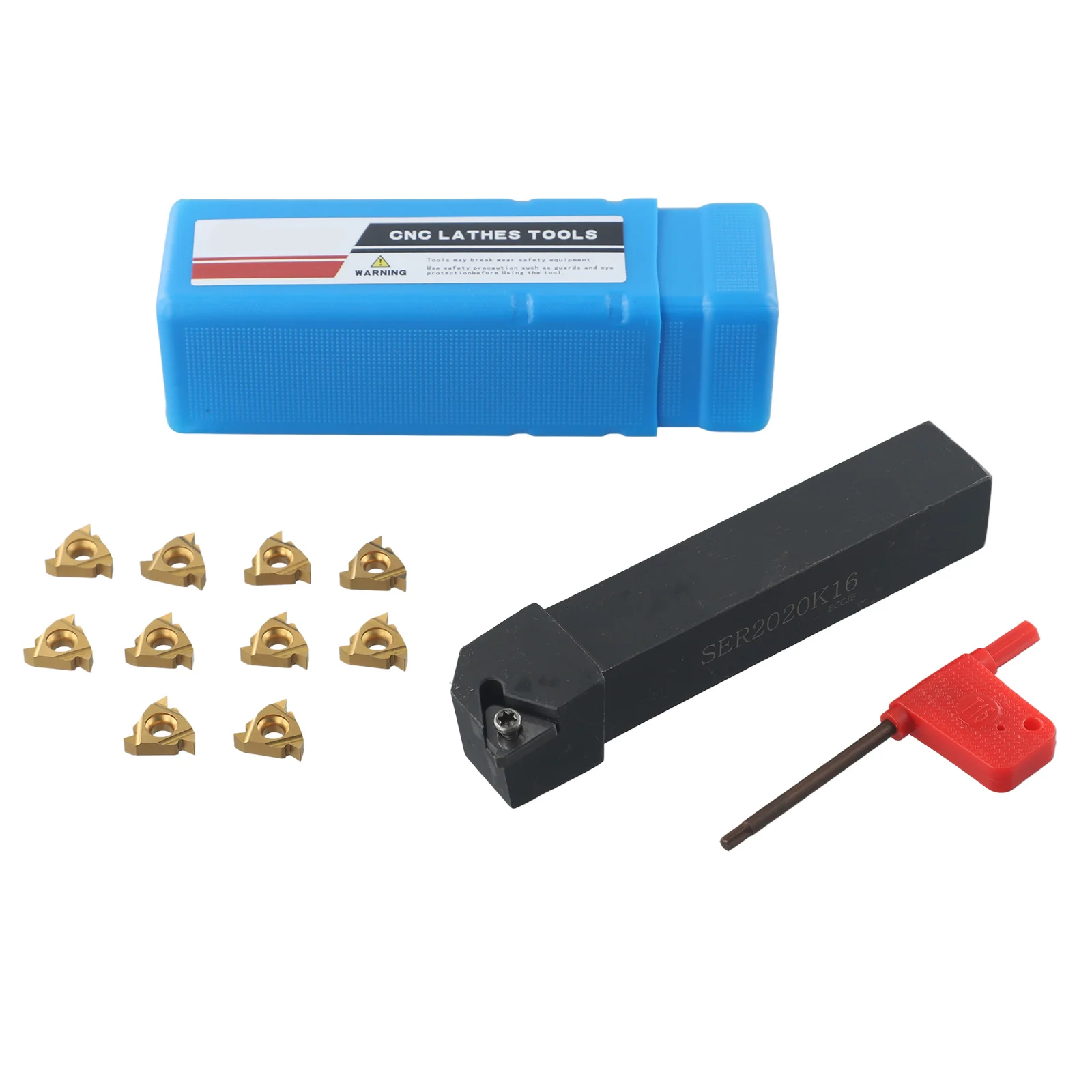 

Держатель резьбового инструмента для токарного станка SER2020K16 + 10 шт. 16ER AG60 индексная карбидная вставка W/ T10 гаечный ключ для обработки электроинструментов с ЧПУ