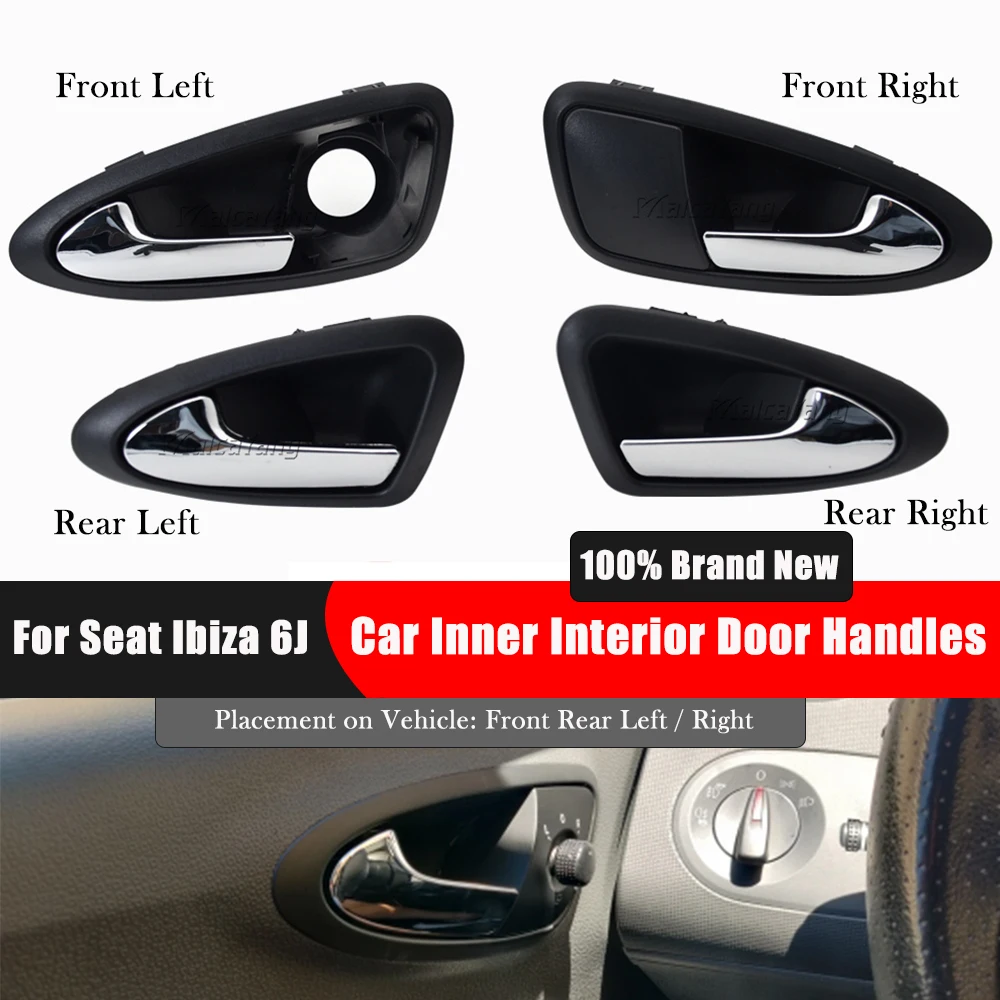 Poignée Intérieure Porte Gauche SEAT Ibiza 2008-2017 – Remplacement 6J0837113, Noir Et Chromé