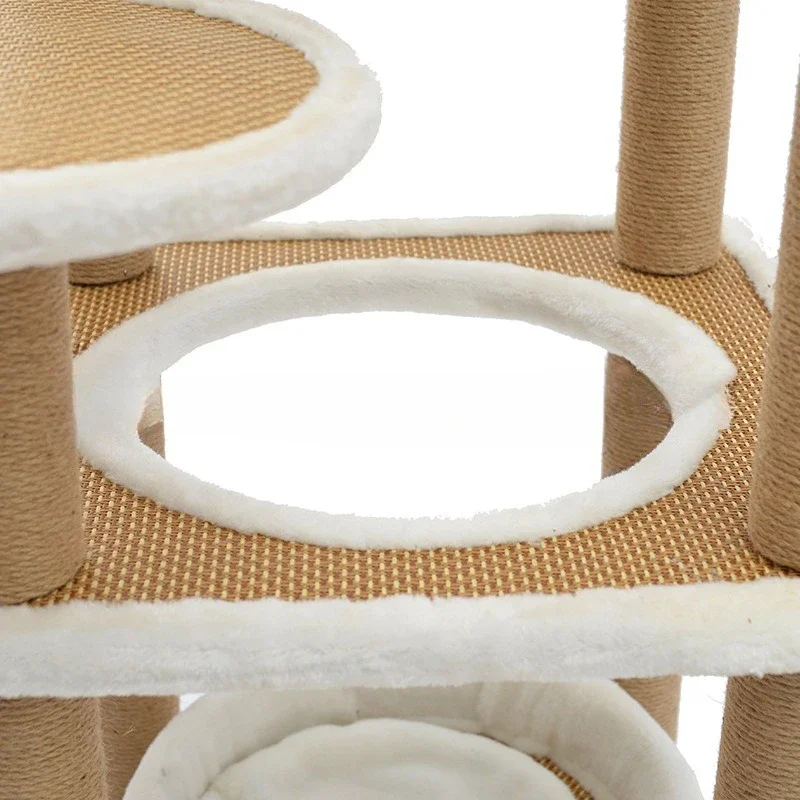 JIABINFU Large Rattan Mat Velvet Cat Climbing Frame, Cat Jumping Platform, Cat Scratching Post, Cat Toy Cat Scratching Board