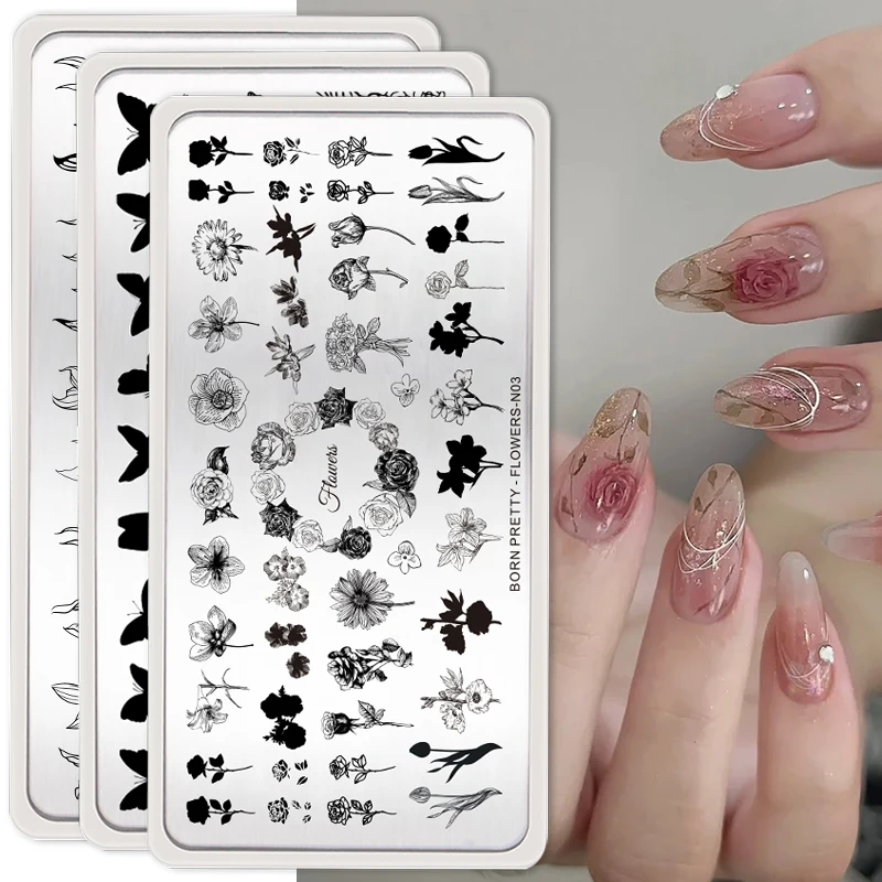 BORN-PRETTY-Butterfly-Flower-Leaves-Nail-Stamping-Plates-Animal-Floral ...