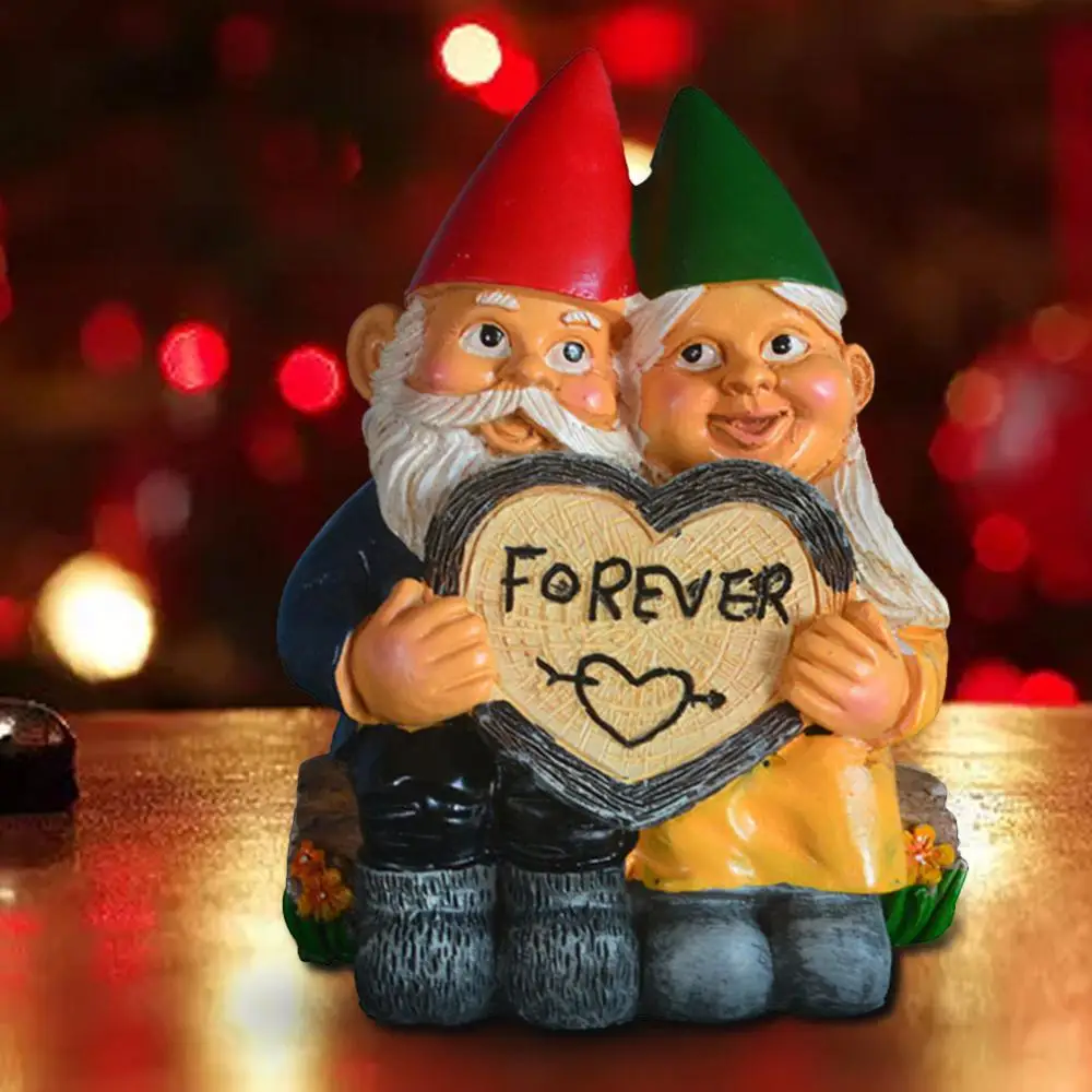 

Garden Cute Couple Statue Sculpted Dwarf Lovely Dwarf Resin Ornament For Home Wedding Anniversary Party Indoor Decoration