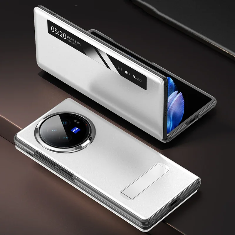 Luxury Matte Leather Smart Window Bracket Case - Premium Shockproof Folding Back Cover