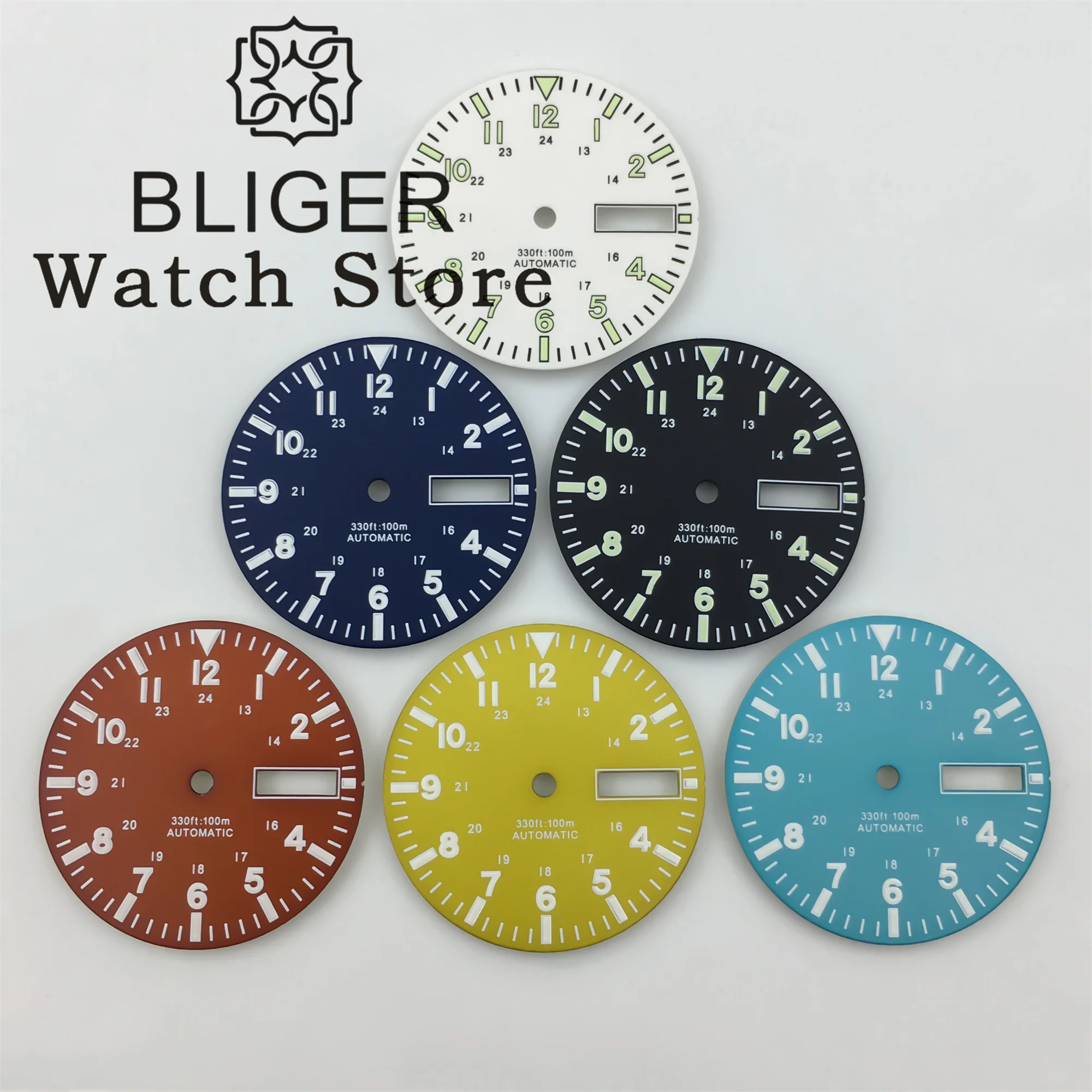Watch Dial 28.8mm Week date window Dial Green Luminous Watch Face Modified Accessories Fit NH36 movements watch dial accessories,watch face accessories