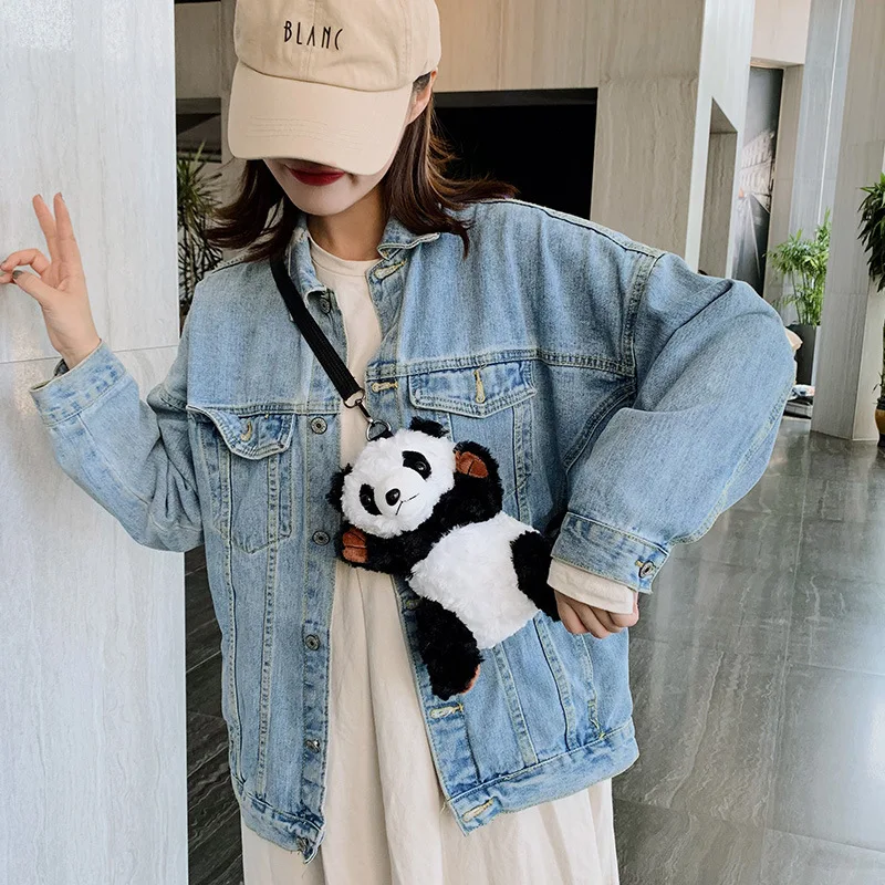 

Women Cute Cartoon Plush Panda Crossbody Bag Female Students Shoulder Cartoon Plush Doll Backpack Mobile Phone Pouch