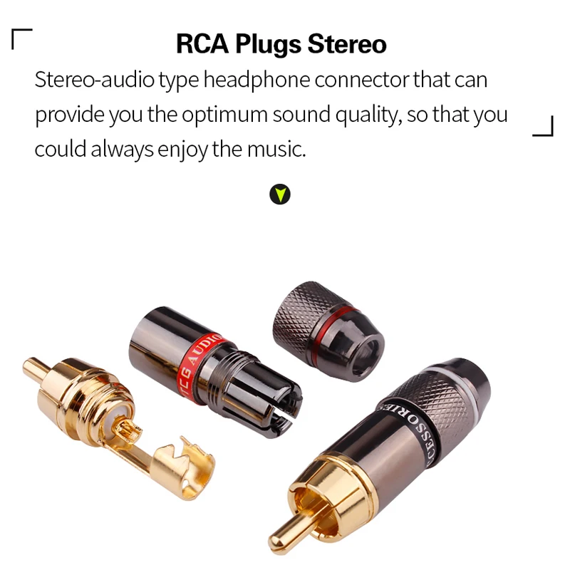 Yytcg-rca Conectores de Áudio Conector Banhado a Ouro Lotus Head Video Support Cabo de mm Rca Macho Plug Adaptador Cabos Hifi Pcs - Image 5