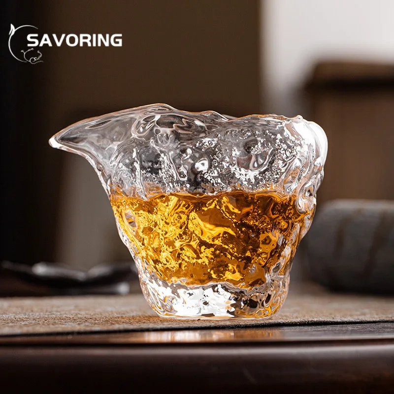 150ml Handmade Glacier Hammer Pattern Glasstea Pitcher Crystal Cha Hai Japanese Justice Cup Tea Ceremony Accessories