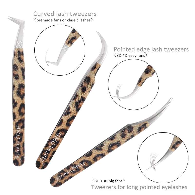 Leopard Eyelash Tweezers Stainless Steel High Quality Lash Tweezer For Lashes Extension Anti-Static Tweezers Salon Makeup Tools 4