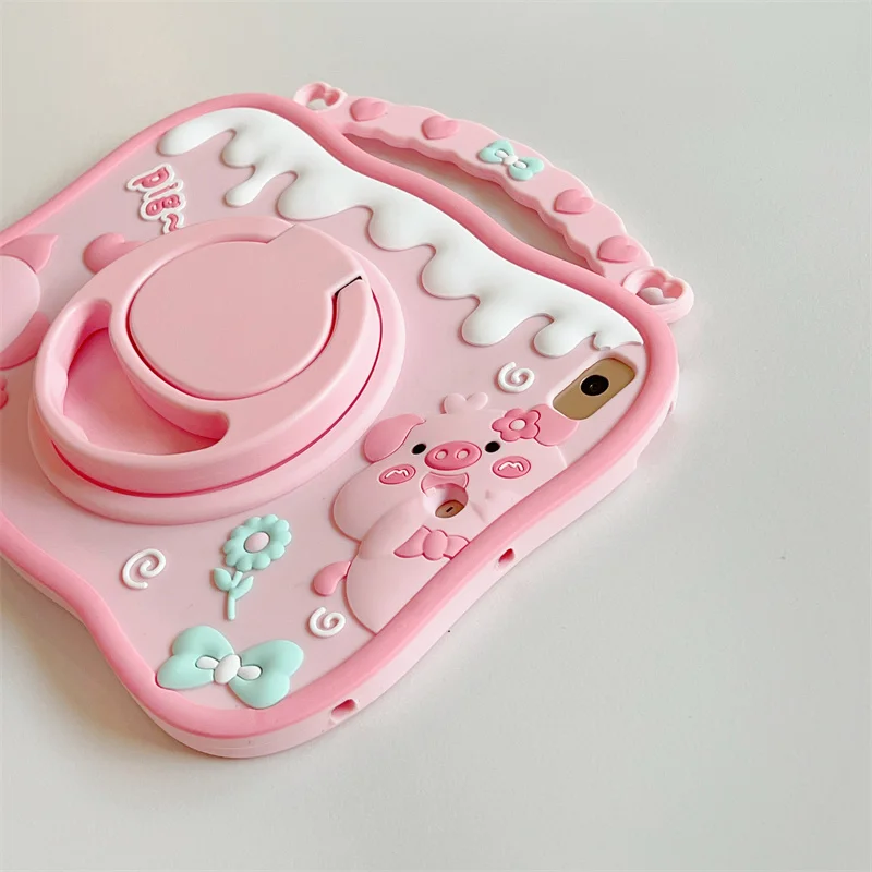 Cartoon Pig Tablet Stand Funda Case For Apple ipad10.9 12.9 9.7 Pro11 10.2 10.5 10.9 Mini6 123 Air45 Silicone Protective_voghion.com