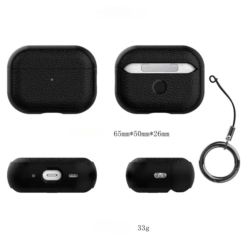 Luxus Leder Abdeckung Für AirPods 4 3 2 1 Business Kopfhörer Abdeckung Für Apple AirPods Pro 1 2 Headset Shell mit Haken Zubehör – Detail 9